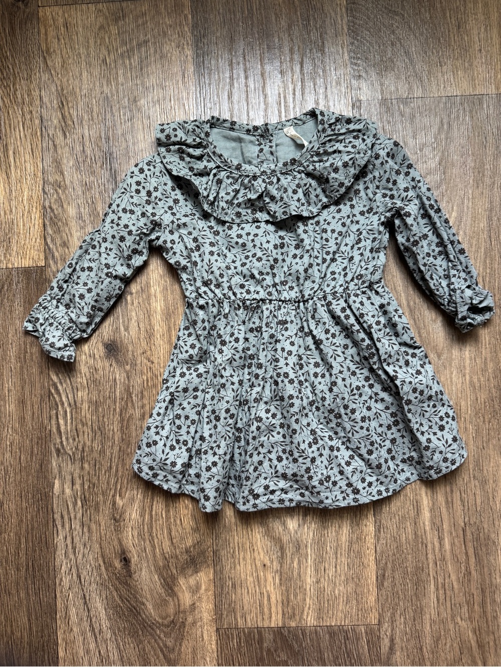 Rylee + Cru Cora Dress in Indigo Meadow with Ruffle Collar and Floral Print
